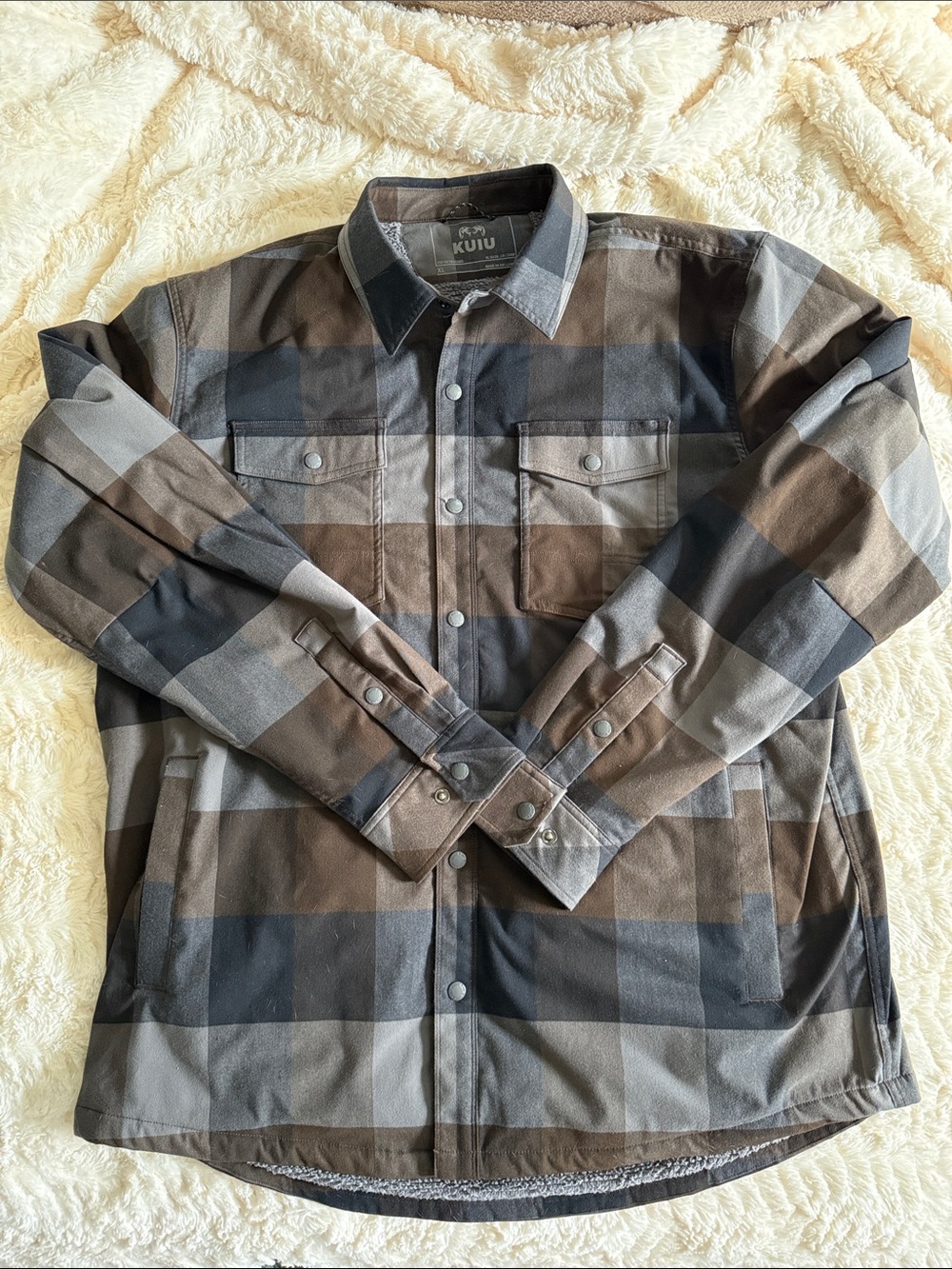 KUIU Men's Brown & Gray Plaid Shirt Jacket